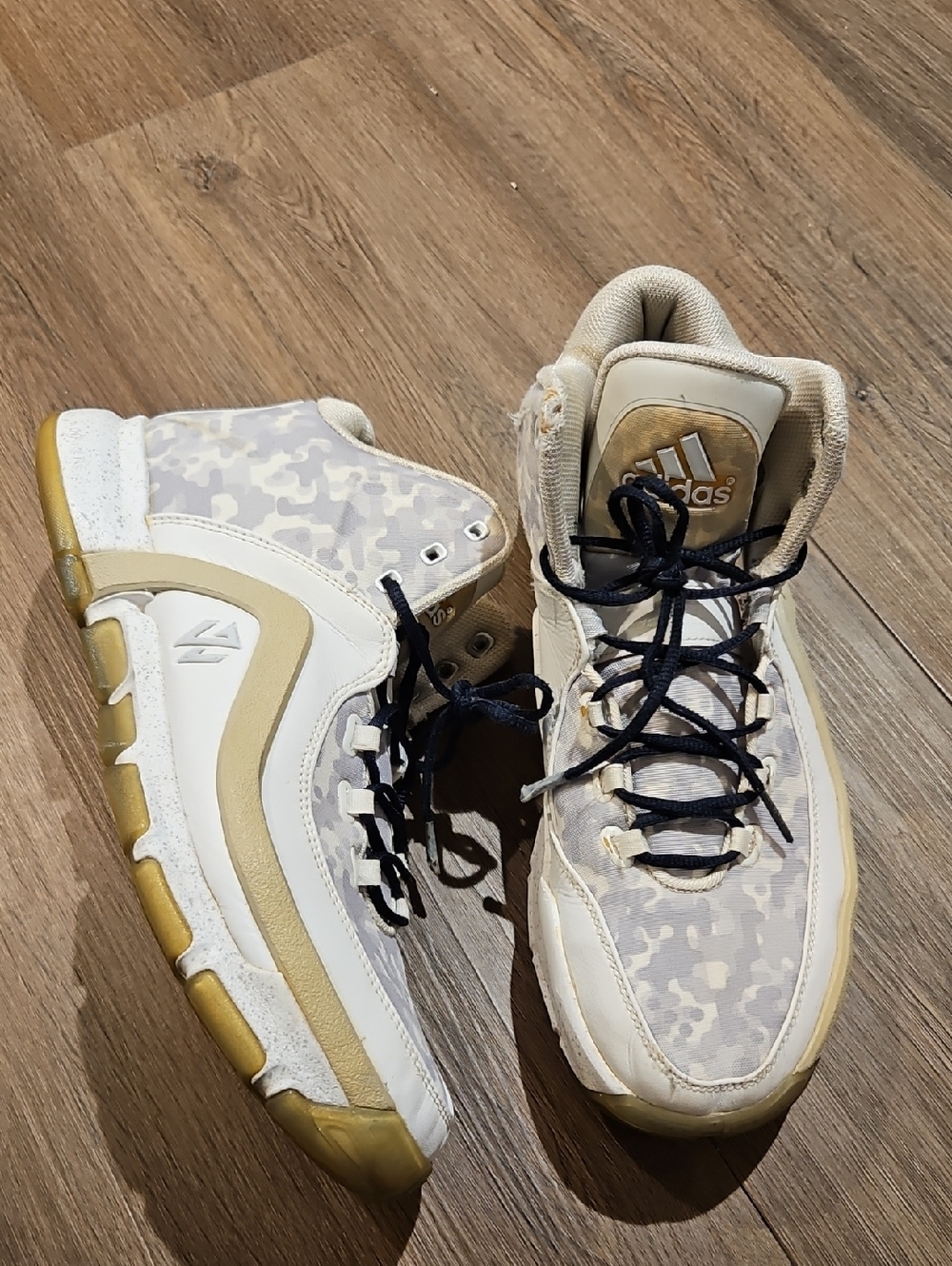 Adidas J Wall White & Gray Camo Basketball Sneakers, Sz 11